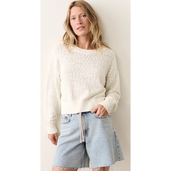 Marine Layer Sweaters - Marine Layer Sweater Cream sz M White Seabreeze Textured Knit Crewneck Pullover